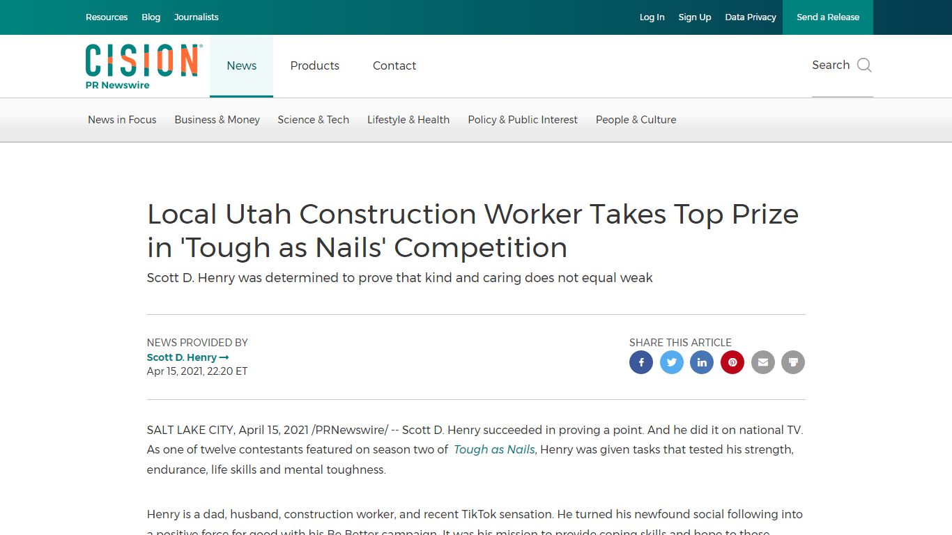 Local Utah Construction Worker Takes Top Prize in 'Tough as Nails ...